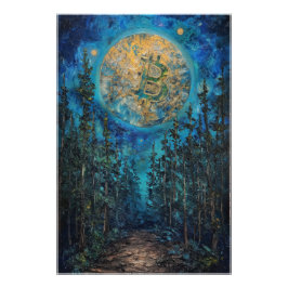 Foto Bitcoin Moon BTC pintura al óleo