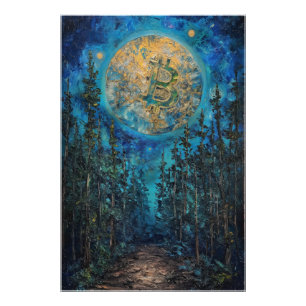 Foto Bitcoin Moon BTC pintura al óleo