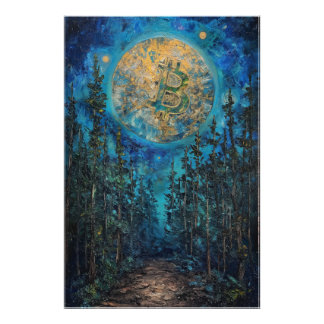 Foto Bitcoin Moon BTC pintura al óleo