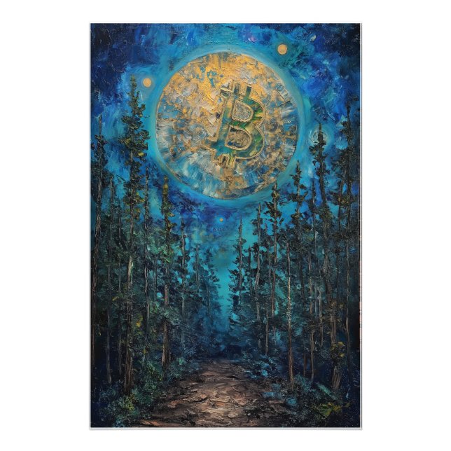 Foto Bitcoin Moon BTC pintura al óleo (Frente)