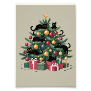 Foto Black Cats Christmas Tree Cat Lover Xmas Luces