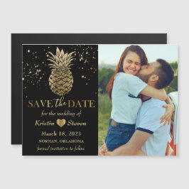 Foto Black Gold de piña Save the Date Magnet