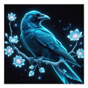 Foto Blue Floral Raven