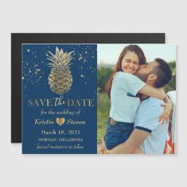 Foto Blue Gold Pineapple Save the Date Magnet