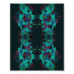 Foto Blue Lily Flowers Raindrop Resumen 8x10
