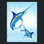 Foto Blue Marlin Jumping out of Ocean<br><div class="desc">Realistic illustration of a beautiful Marlin Fish Ocean Animal jumping out of ocean. Vector Art copyright BluedarkArt TheChameleonArt.</div>