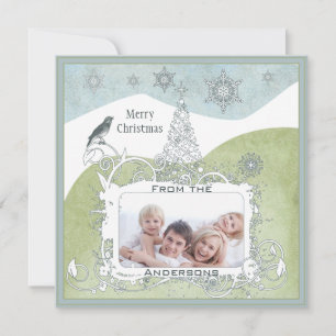 Foto Blue Snowflake Árbol de Navidad pájaro