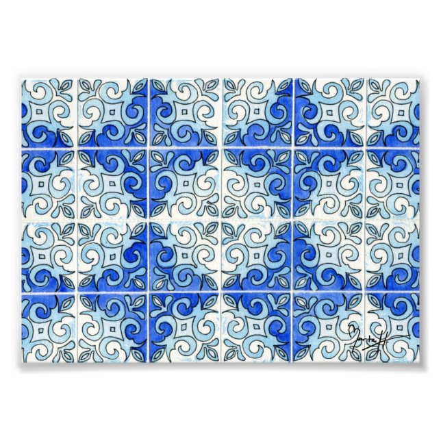 Foto Blue Tile Design 2 - Swirls (Frente)