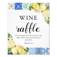 Blue Tiles Lemon Wine Raffle Bridal Shower Rótulo