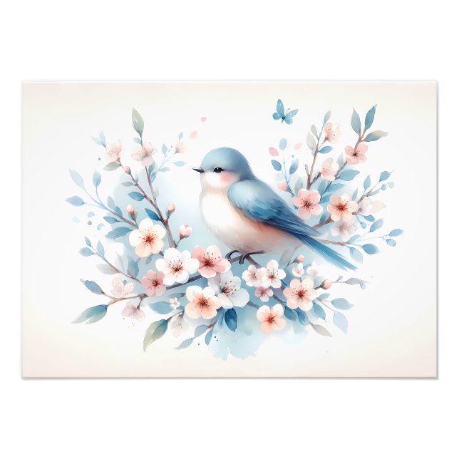 Foto Bluebird Blossom Watercolor Serenity (Frente)