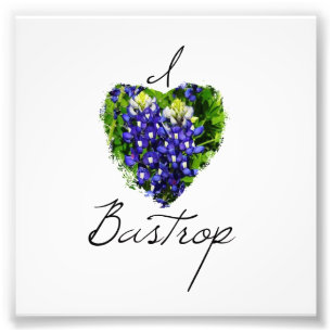 Foto Bluebonnet "I Heart Bastrop' Square Print