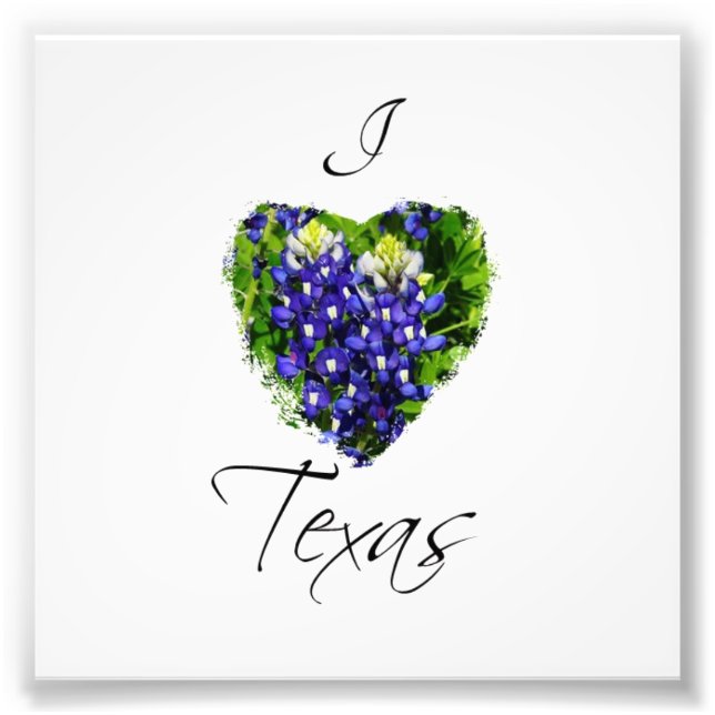 Foto Bluebonnet "I heart Texas" Fotografía cuadrada imp (Frente)