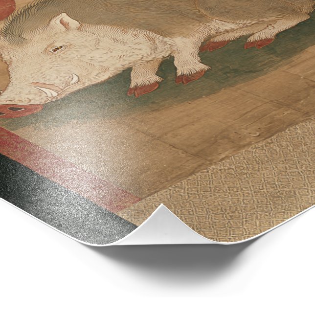 Foto Boar Zodiac Sign Edo Period Painting Japan (Esquina)