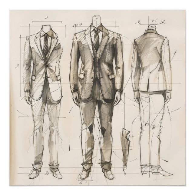 Foto Boceto de diseño vintage de traje (Frente)