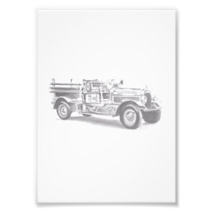 Foto boceto de lápiz de camión de bomberos antiguo dibu