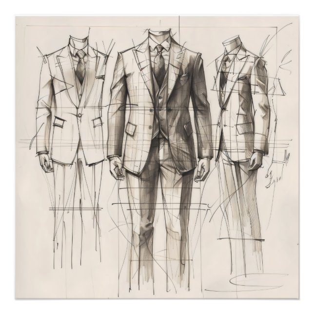 Foto Boceto de moda de traje al estilo antiguo (Frente)