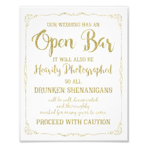 Foto Boda de barra abierta firma purpurina de oro, post