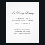 Foto Boda elegante formal tradicional en blanco y negro<br><div class="desc">Sencilla impresión de fotos de bodas conmemorativos con un diseño mínimo en blanco y negro con el título "En memoria amorosa" en una caligrafía elegante. Debajo están su mensaje y los nombres de sus seres queridos en una fuente serif tradicional. Este diseño es perfecto para un boda formal.</div>