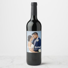 Foto boda Etiqueta de vino personalizada Nombre de