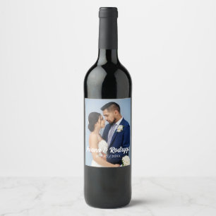 Foto boda Etiqueta de vino personalizada Nombre de