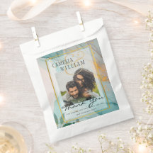 FOTO BODA FAVOR BOLSAS Vidrio marino Tinta de oro 