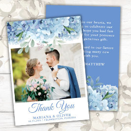Foto boda Gracias Tarjeta Azul Hydrangea Floral
