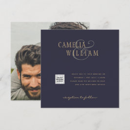 FOTO Boda Invitar código QR Guardar fecha AZUL