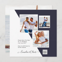 FOTO Boda Invitar código QR Guardar fecha AZUL