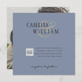 FOTO Boda Invitar código QR Guardar fecha AZUL