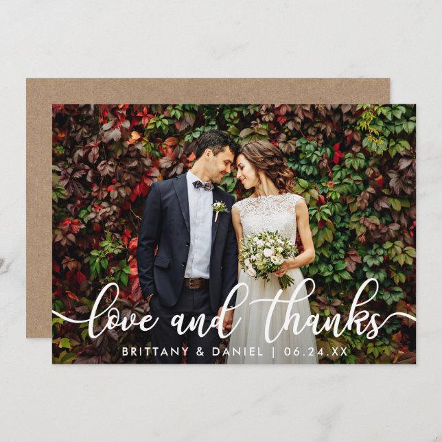 Foto boda Kraft Tarjeta de amor y agradecimiento (Anverso / Reverso)