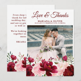 Foto boda Tarjeta de amor y agradecimiento rosa bo