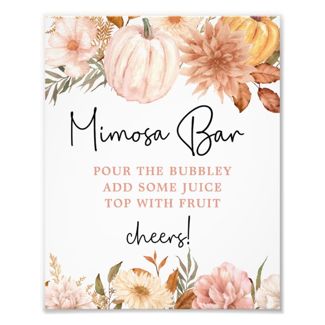 Foto Boho Calabaza Cae Baby Shower Mimosa Bar Poster (Frente)
