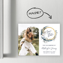 Foto Boho Floral Moon Save the Date Magnetic Card