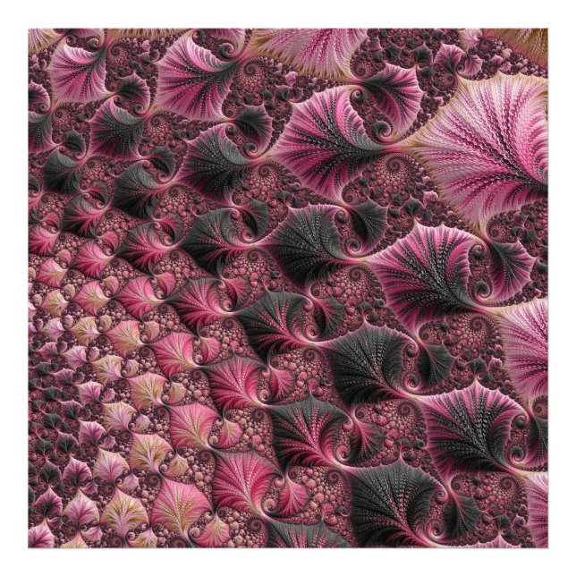 Foto Boho Funky Ecléctico Rosa Negro Abstracto Fractal (Frente)