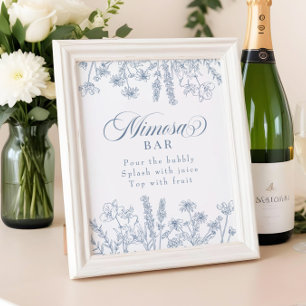 Foto Boho Periwinkle Wildflower Mimosa Bar Rótulo