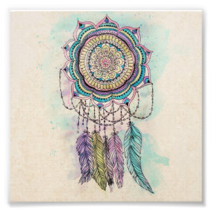 Foto Boho Watercolor Mandala Dreamcatcher