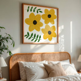 Foto Bold Yellow Modern Flower Graphic Painting Art