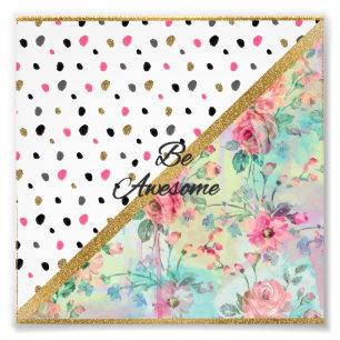 Foto Bonito "be Awesome" cita diseño floral abstracto