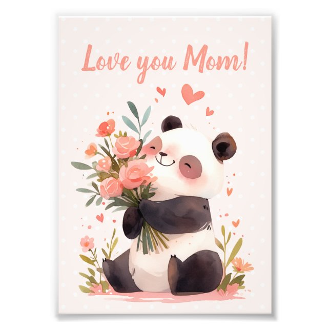 Foto Bonito Día de la Madre Panda con flores (Frente)