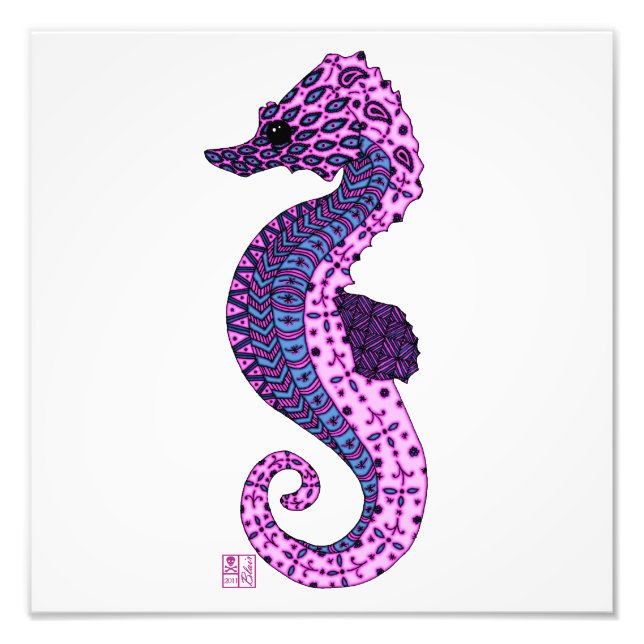 Foto Bonito Lavender Zen Tangle Seahorse Ocean Art (Frente)