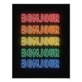 Foto Bonjour Tema Neon Moderno Arcoíris