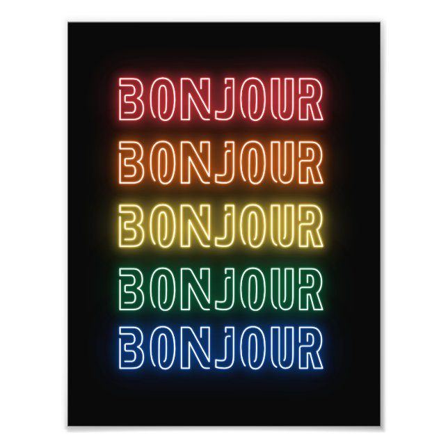 Foto Bonjour Tema Neon Moderno Arcoíris  (Frente)