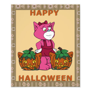 Foto Boomi Cats Kitty Pumpkins Poster