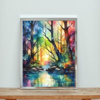 Bosque acuático con arcoiris encantado