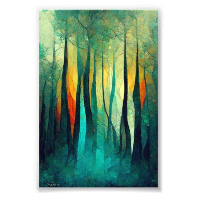 Foto Bosque, arte abstracto, árboles, arte moderno, art (Frente)