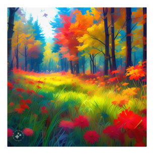 Foto Bosque con árboles y flores coloridos