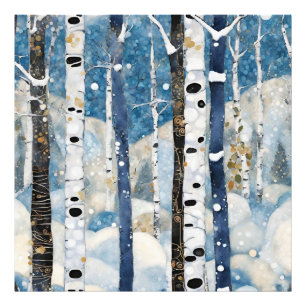 Foto Bosque de invierno azul blanco