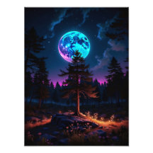 Bosque de resplandor lunar - Tranquilo paisaje noc