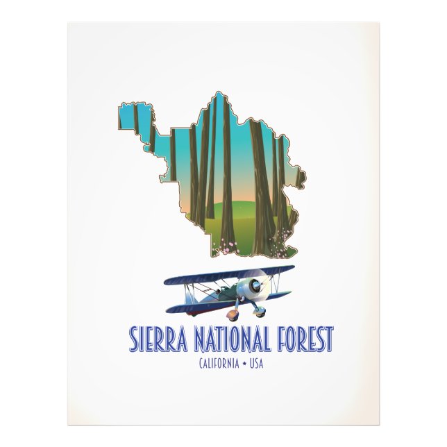 Foto Bosque nacional de Sierra California EE. UU. mapa (Frente)