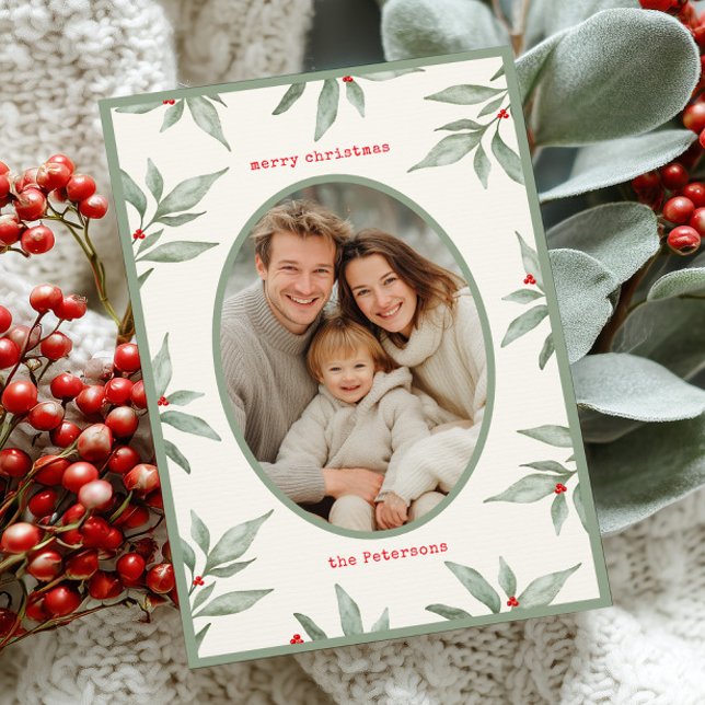 Foto Botánica Vintage Verde Feliz Navidad (Subido por el creador)